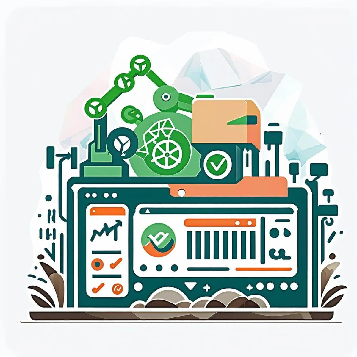 Illustration of industrial equipment and technology